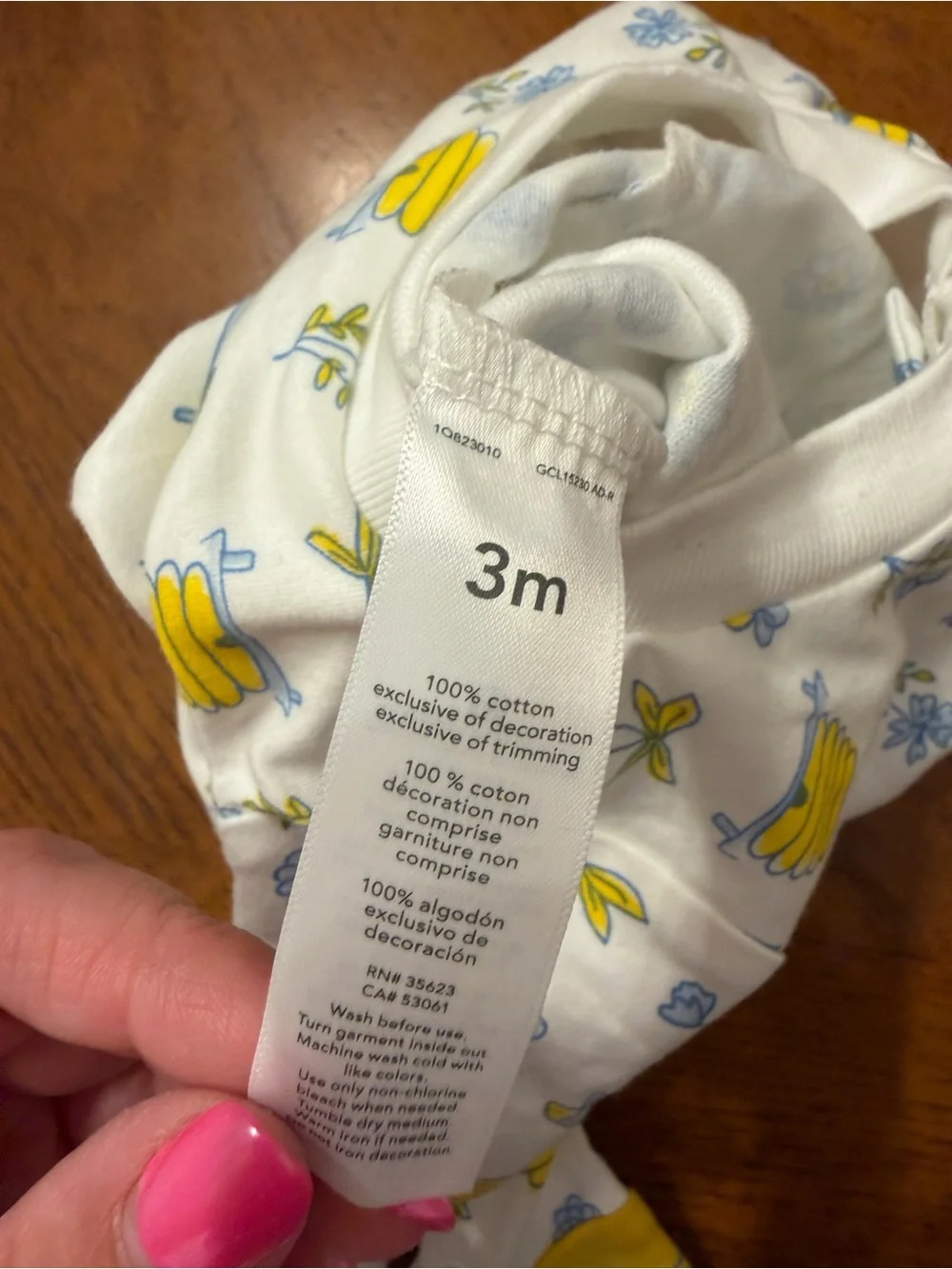 Carter's White One-Piece Footed Pajamas with Yellow & Blue Floral Bee Print